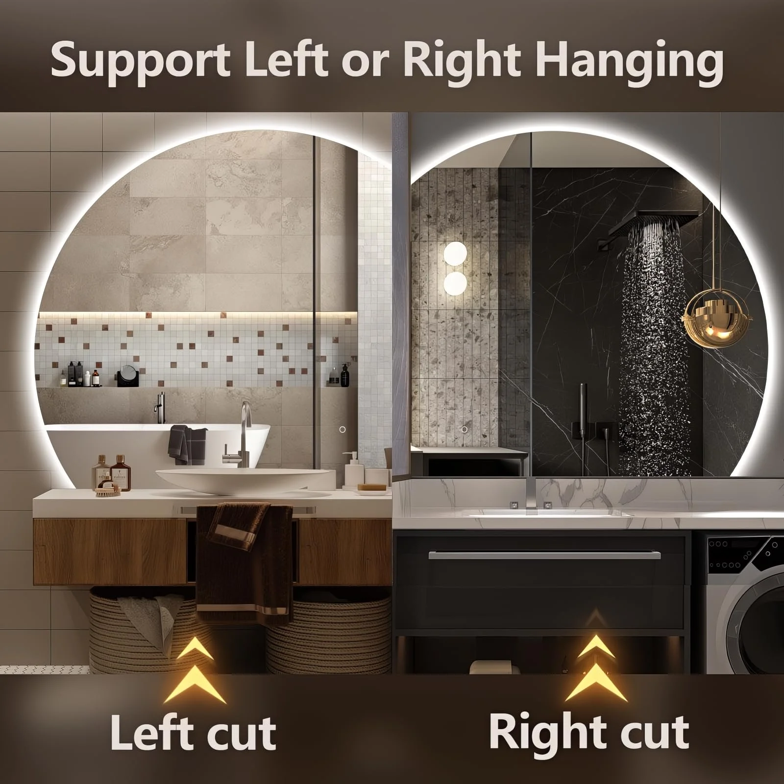 Arch Top LED Bathroom Mirror with Ambient Backlighting