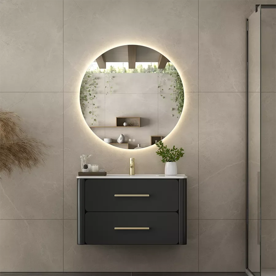 Black Wall Mounted Bathroom Vanity in BV-C50202 Layout