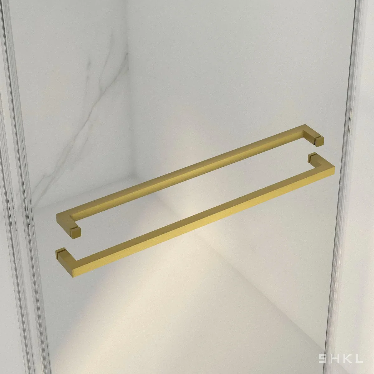 Brushed Gold Frameless Double Sliding Shower Door, 8mm Tempered Glass