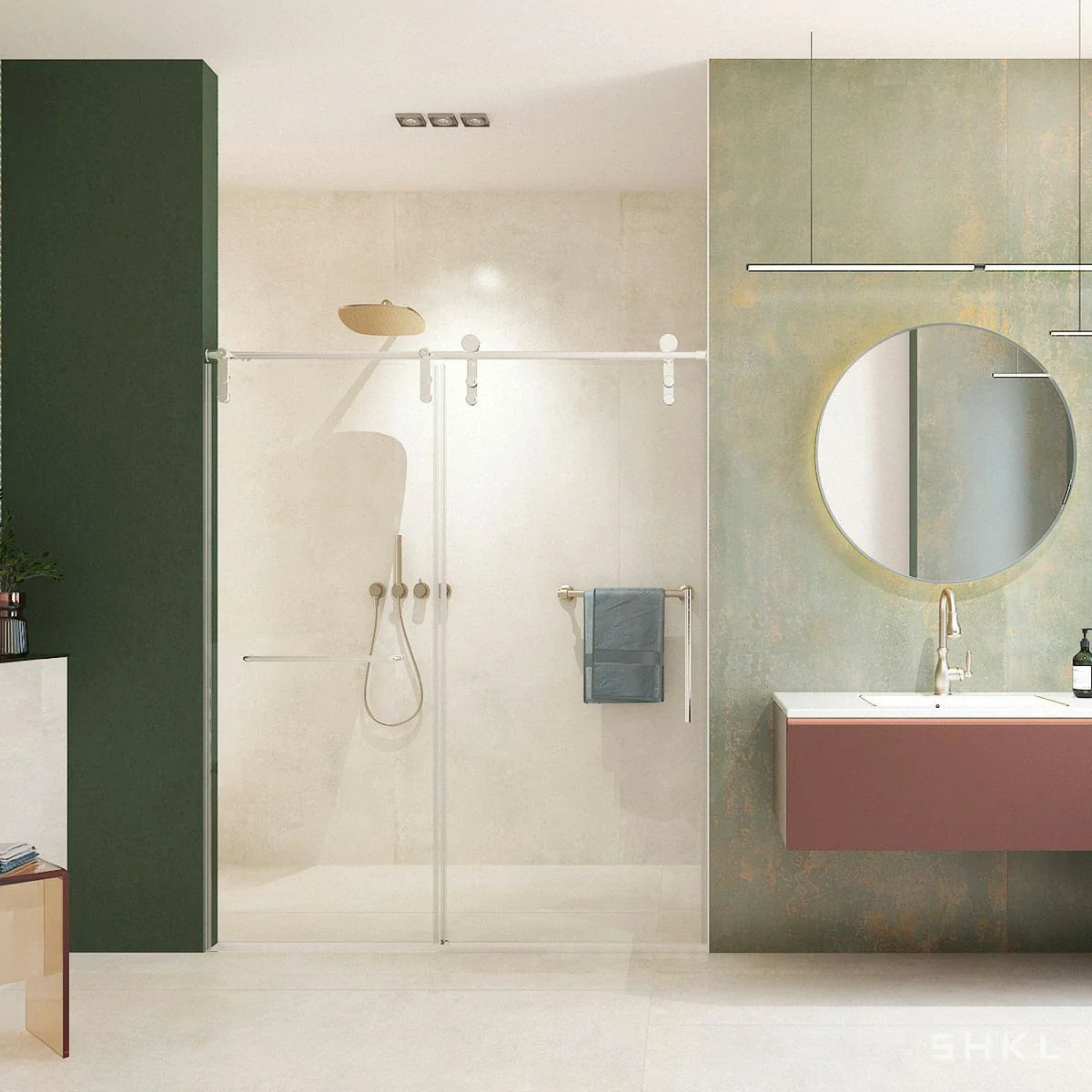 Brushed Nickel Frameless Sliding Shower Door, Premium 8mm Tempered Glass