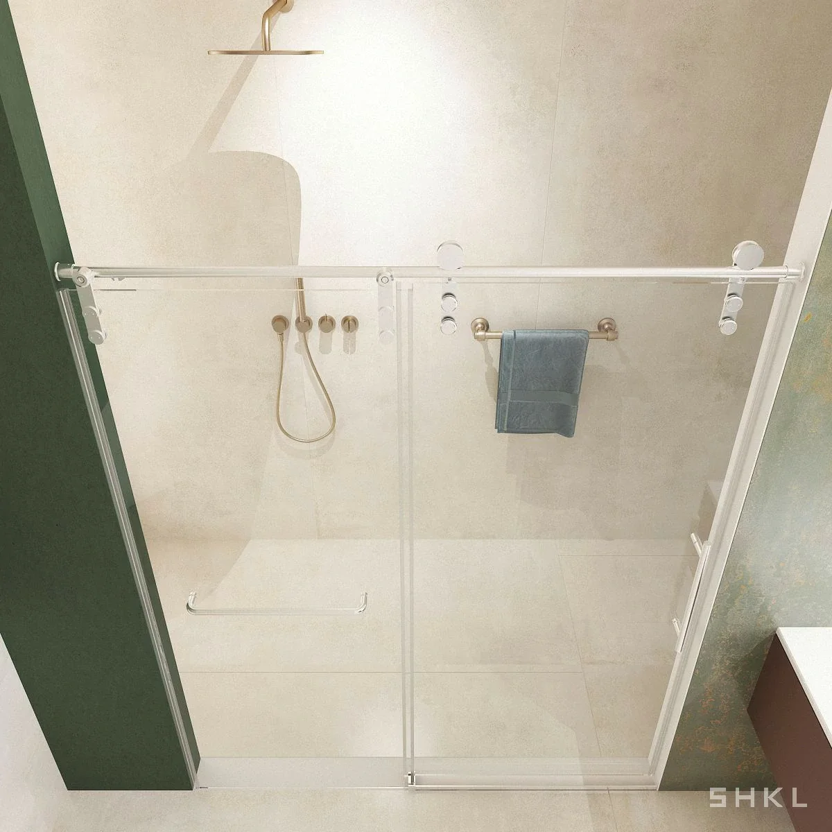 Brushed Nickel Frameless Sliding Shower Door, Premium 8mm Tempered Glass