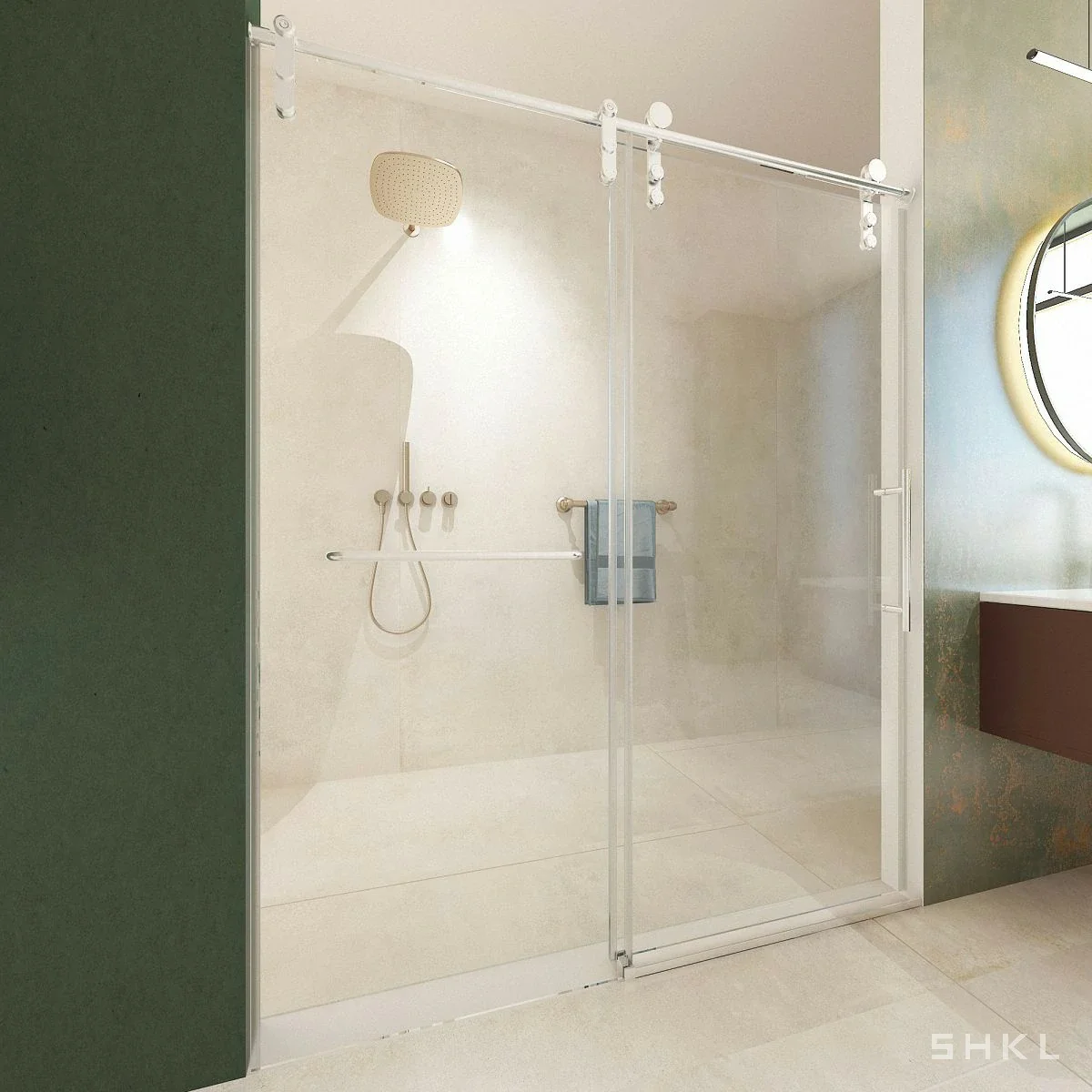 Brushed Nickel Frameless Sliding Shower Door, Premium 8mm Tempered Glass