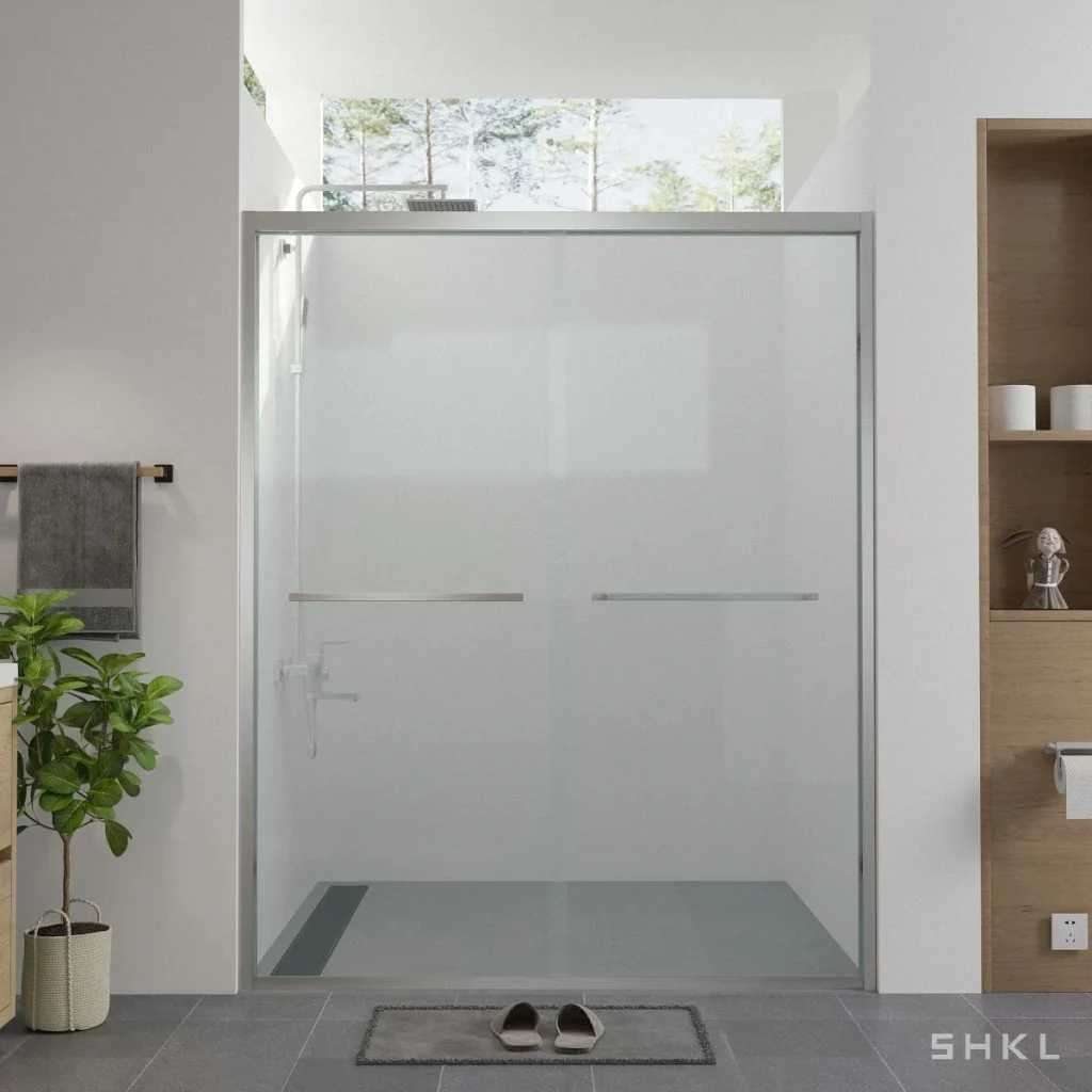 Chrome Aluminum Framed Double Sliding Shower Door, 6mm Tempered Glass