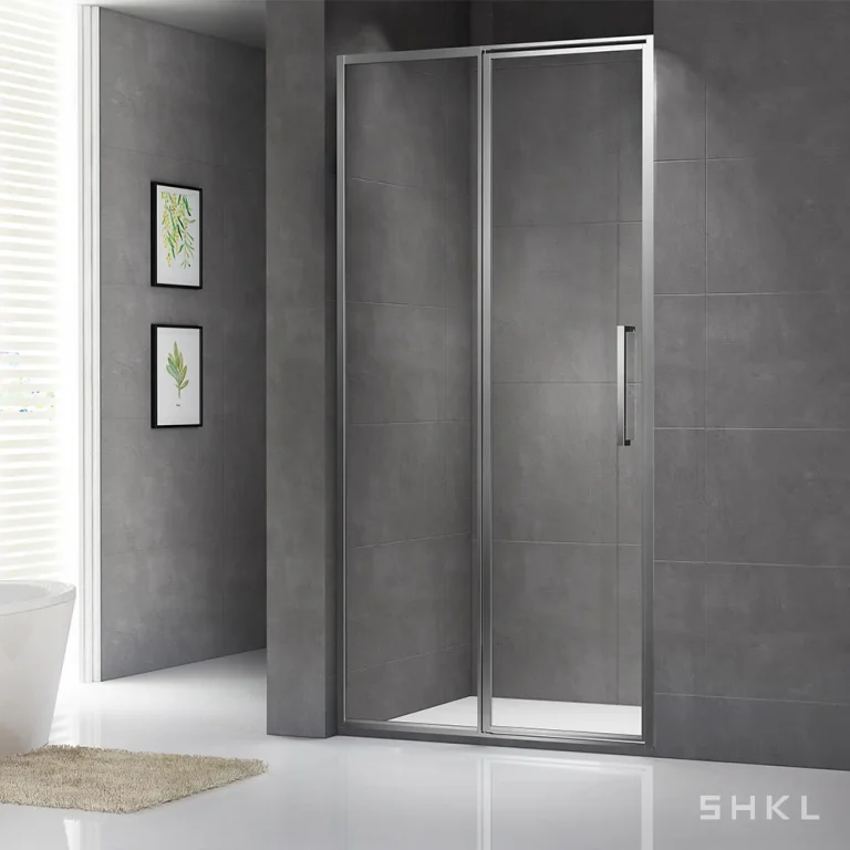 Chrome Framed Pivot Shower Door, Reversible Installation