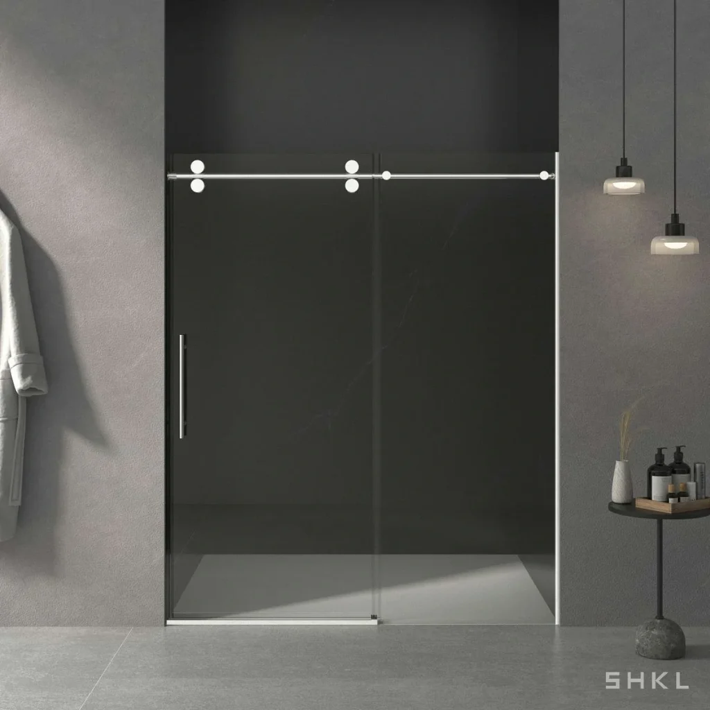Chrome Frameless Sliding Shower Door, Premium 8mm Tempered Glass