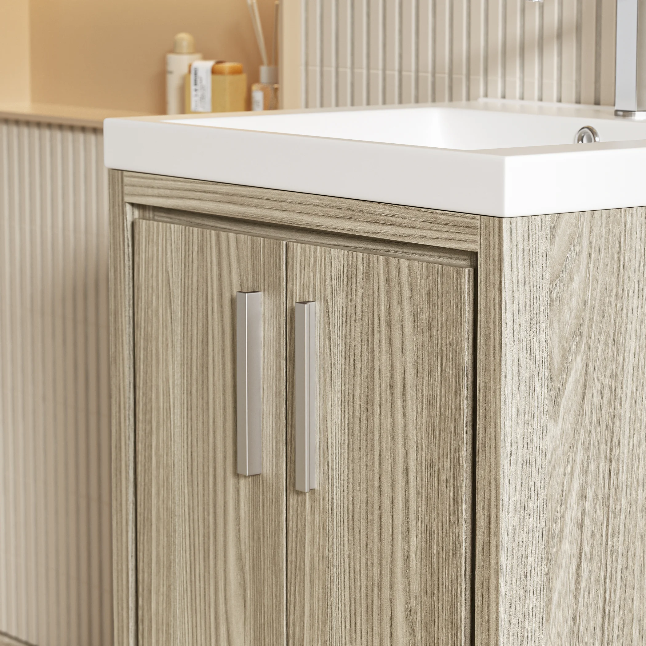 Compact Freestanding Vanity with Storage