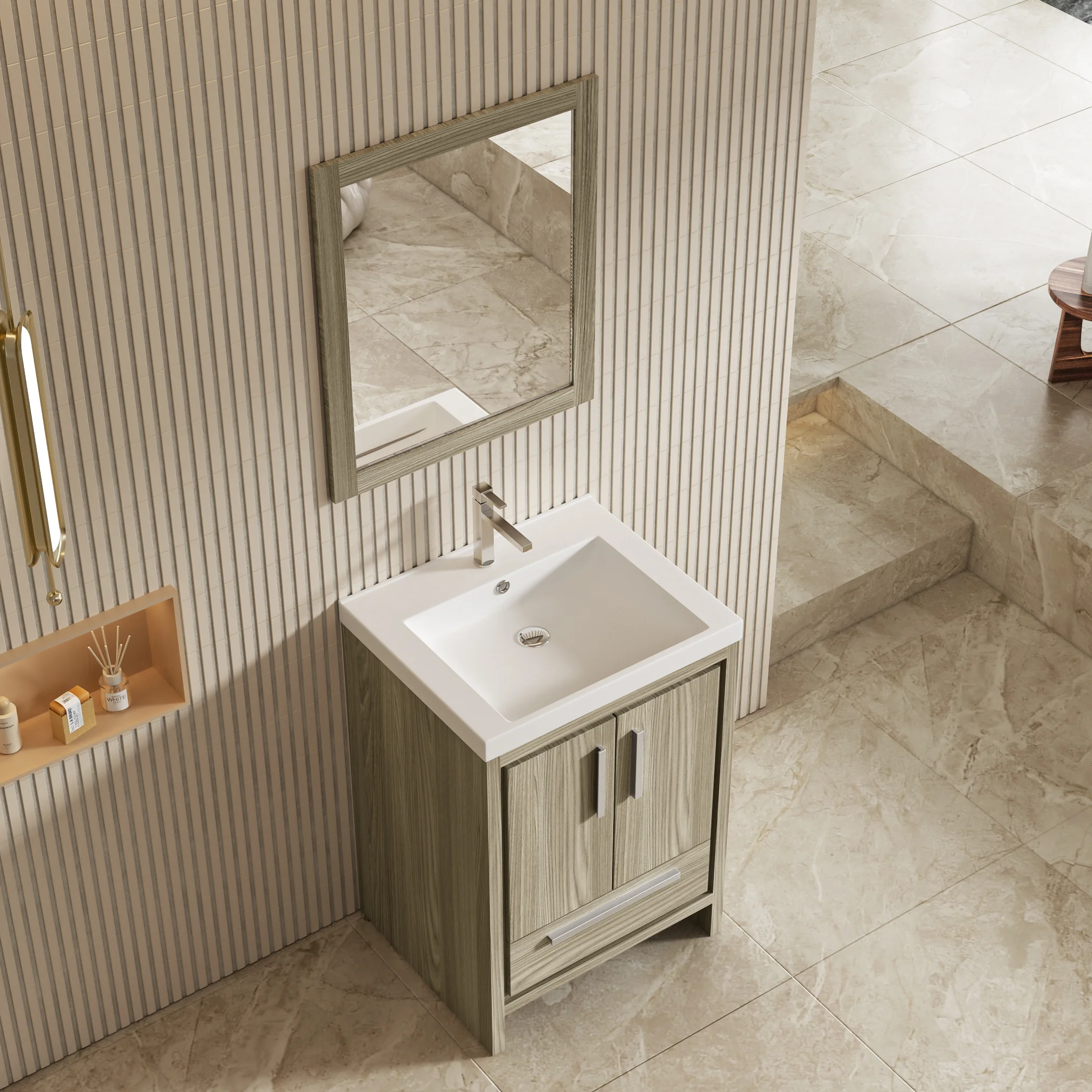 Compact Freestanding Vanity with Storage