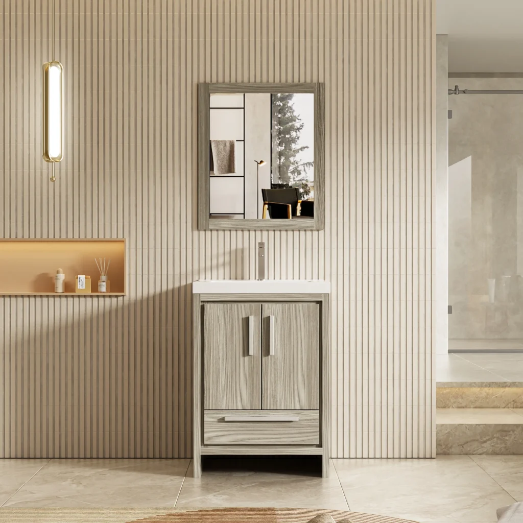 Compact Freestanding Vanity with Storage