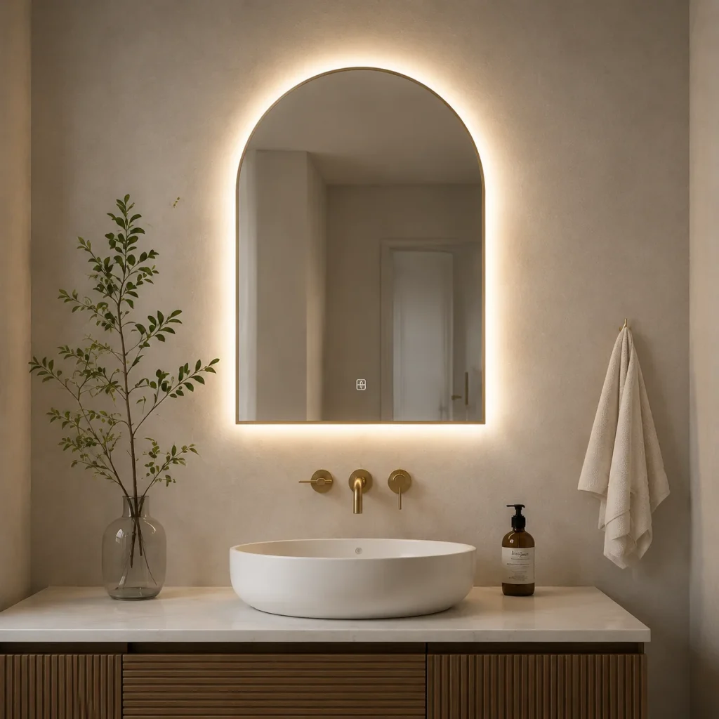 Custom Arch Warm Glow LED Bathroom Mirror