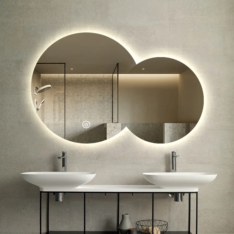 Double Round LED Bathroom Mirror with Backlit Illumination