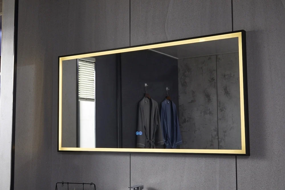 Floating Frame Bathroom Mirror with LED Lighting