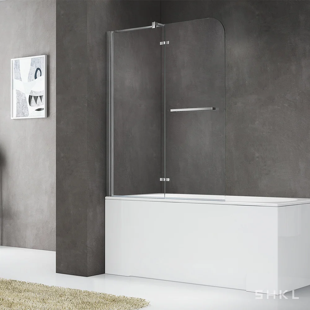 Frameless Hinged Bathtub Shower Door, 6463 Aluminum Alloy Frame