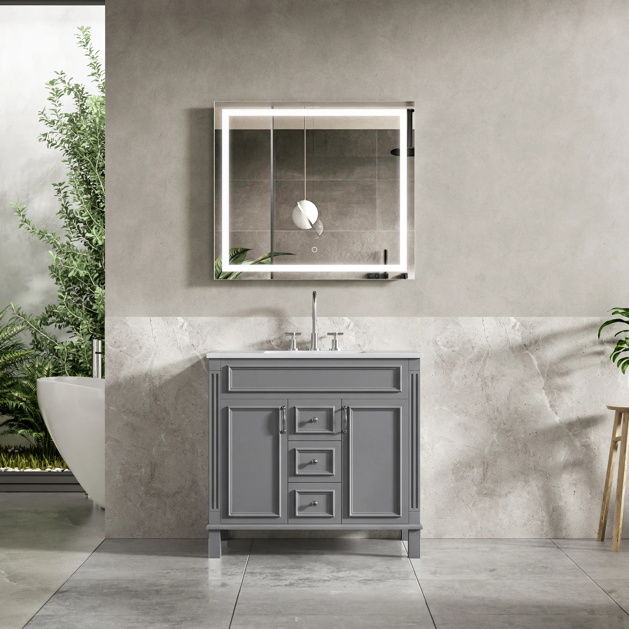 Freestanding Double Drawer Bathroom Vanity Cabinet