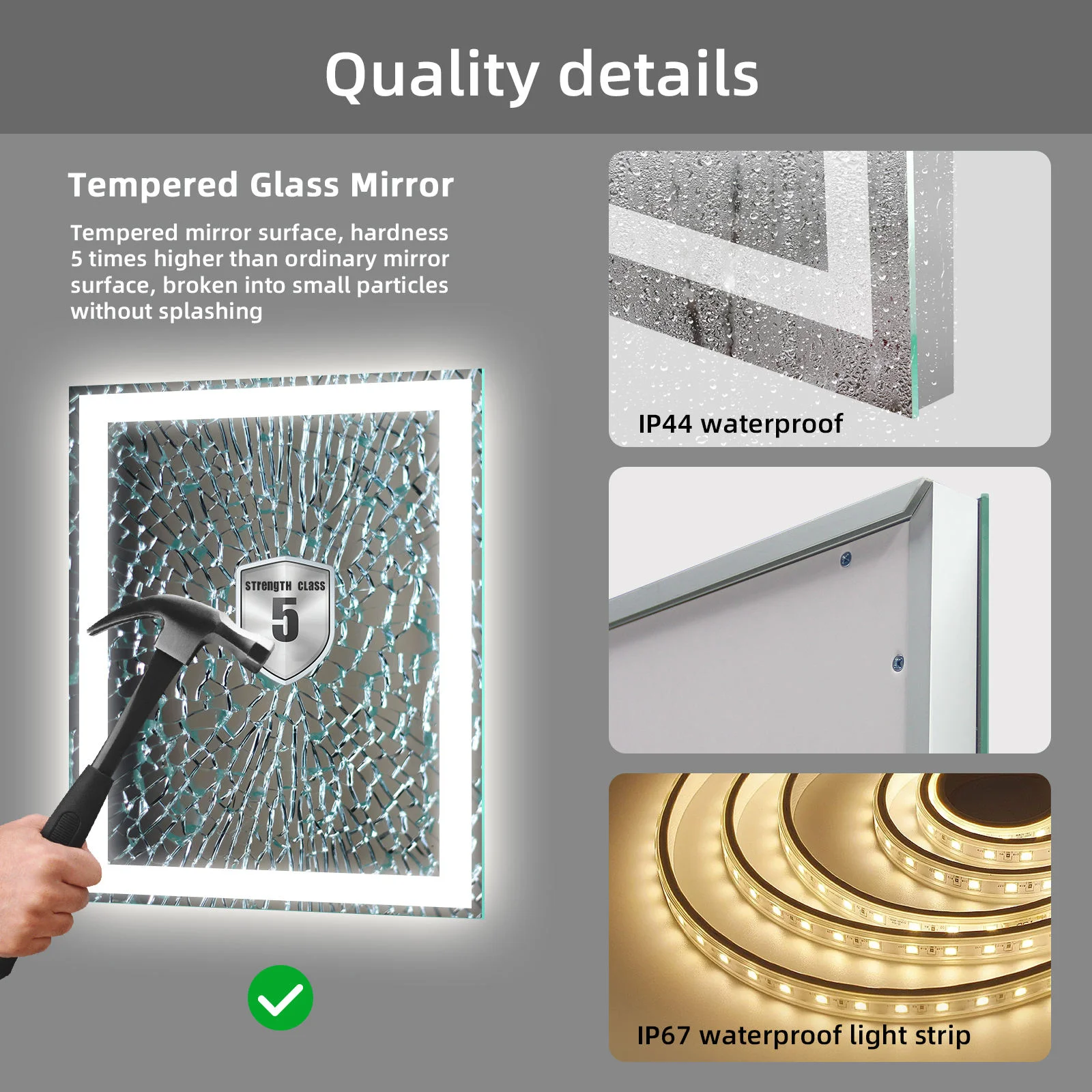 Front and Backlit LED Bathroom Mirror