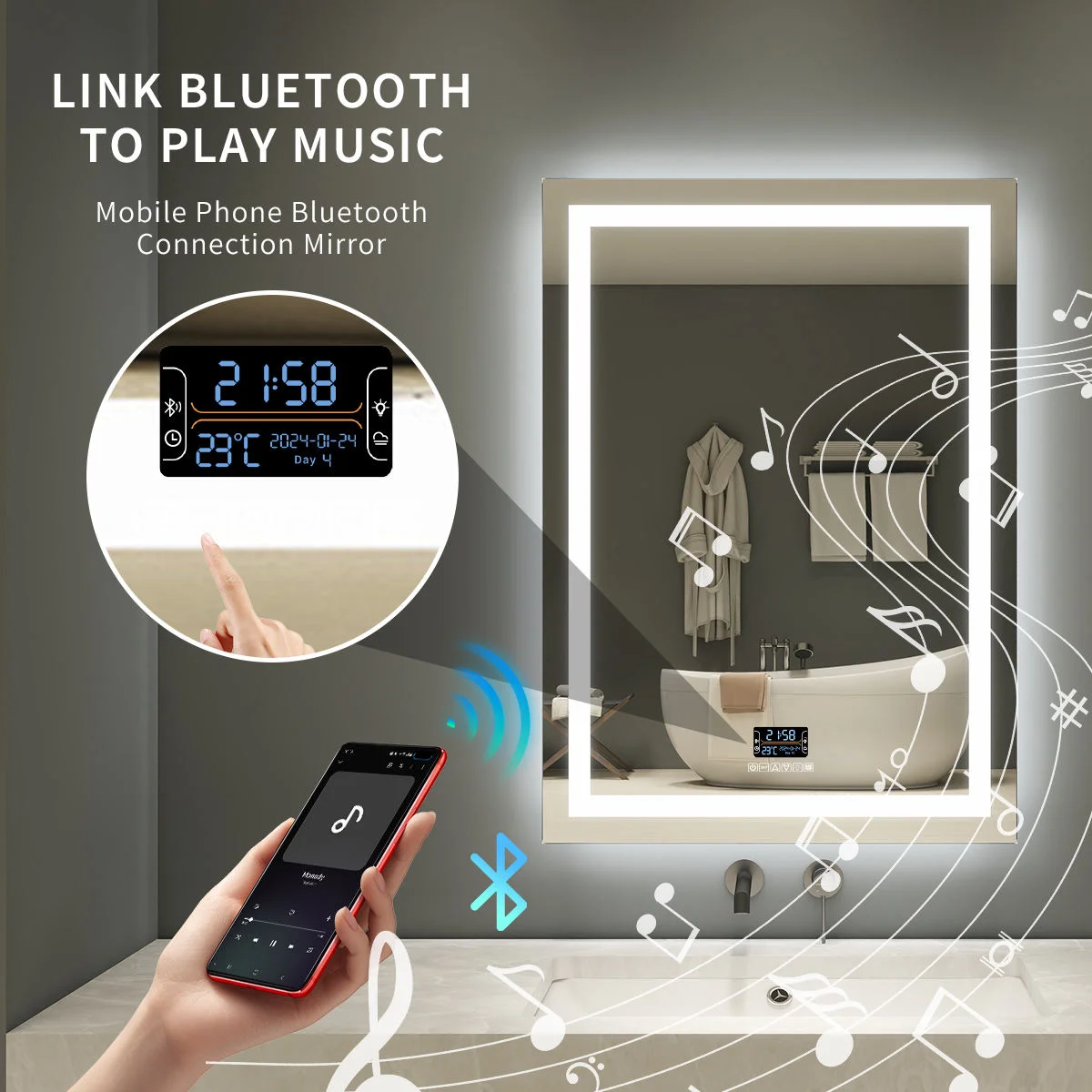 Front and Backlit LED Bathroom Mirror