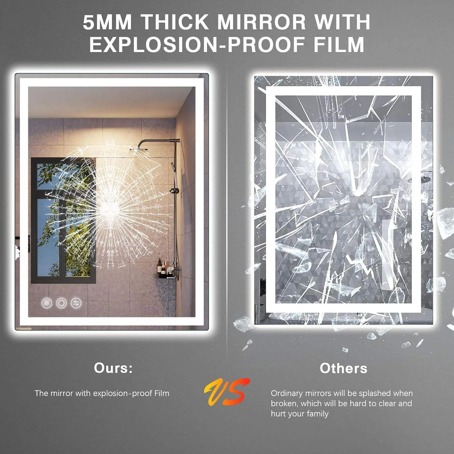 Front and Backlit LED Bathroom Mirror