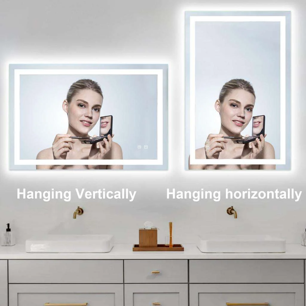 Front and Backlit Rectangle Bathroom Mirror