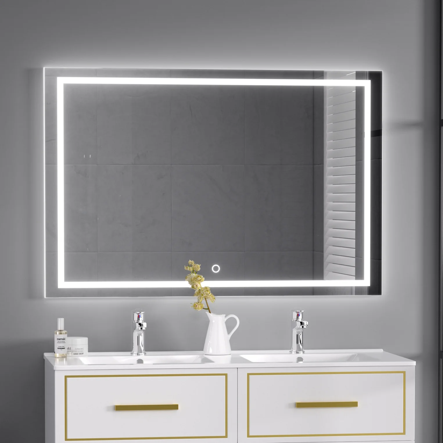Front and Backlit Rectangle Bathroom Mirror