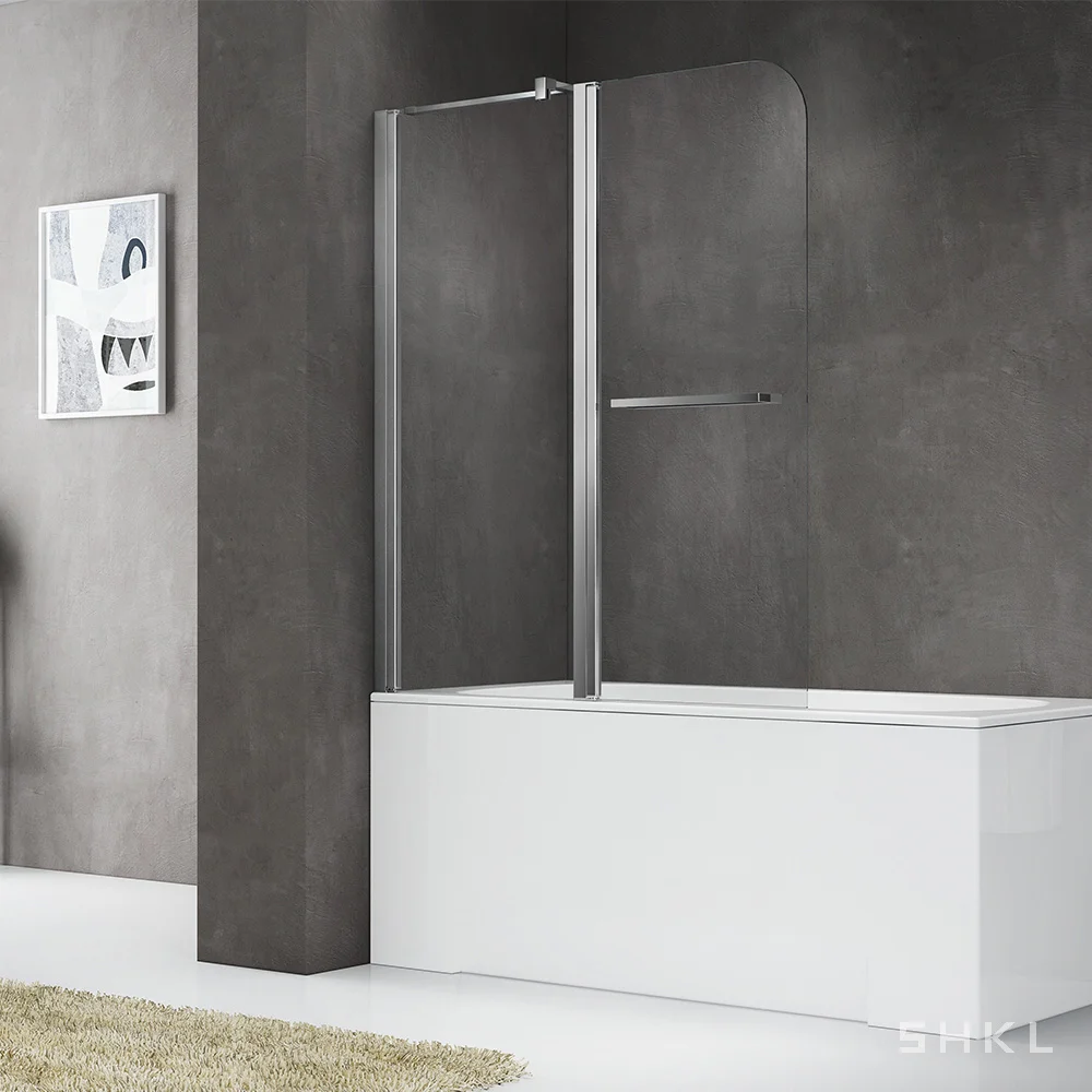 Half Glass Pivot Shower Door for Bathtub, Frameless