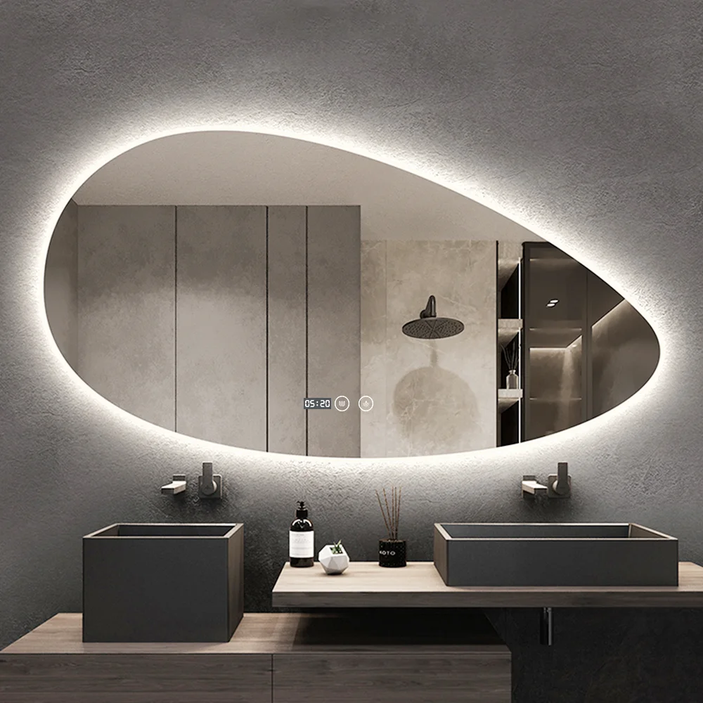 Horizontal Organic LED Bathroom Mirror with Ambient Backlighting