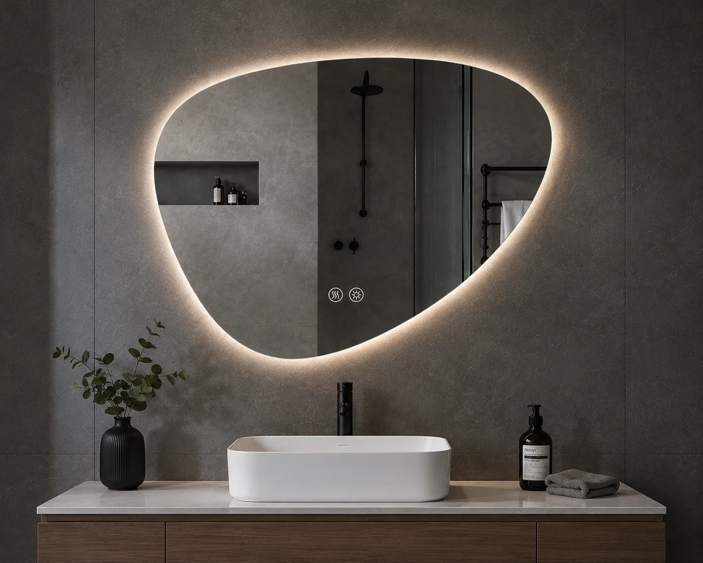 Irregular Shaped LED Bathroom Mirror