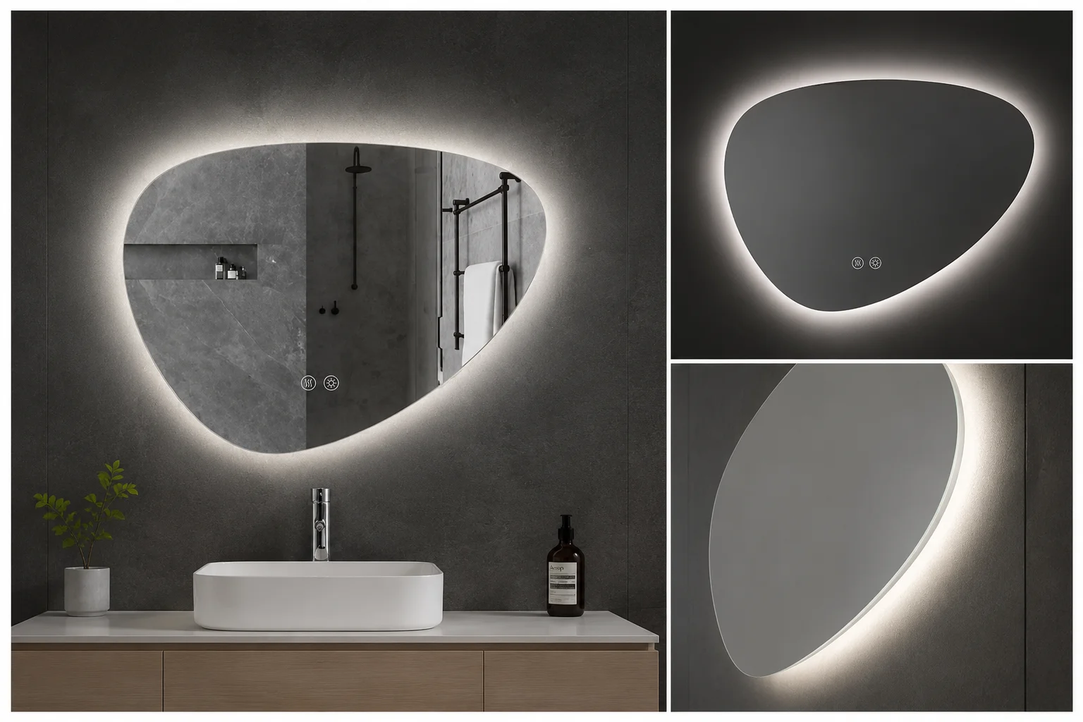 Irregular Shaped LED Bathroom Mirror