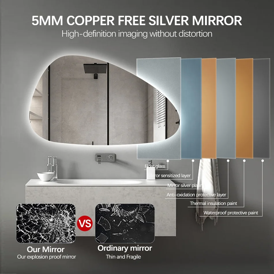 Landscape Irregular LED Bathroom Mirror for Double Vanity