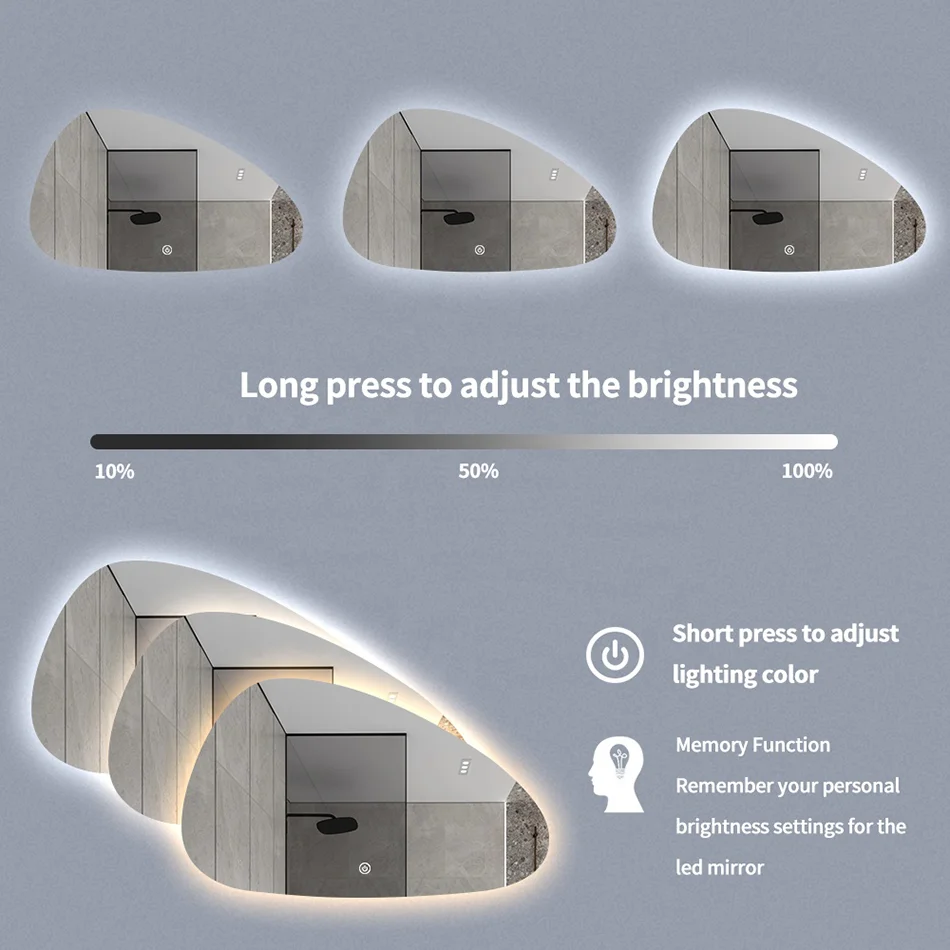 Landscape Irregular LED Bathroom Mirror for Double Vanity
