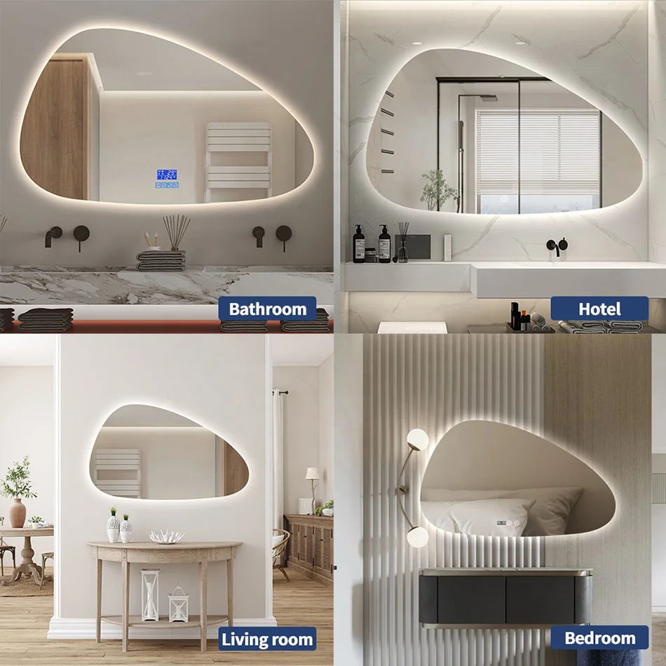 Landscape Irregular LED Bathroom Mirror for Double Vanity