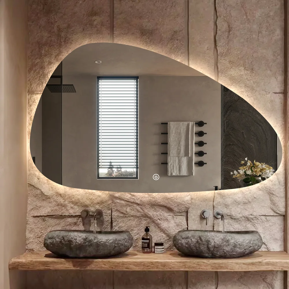 Landscape Irregular LED Bathroom Mirror for Double Vanity