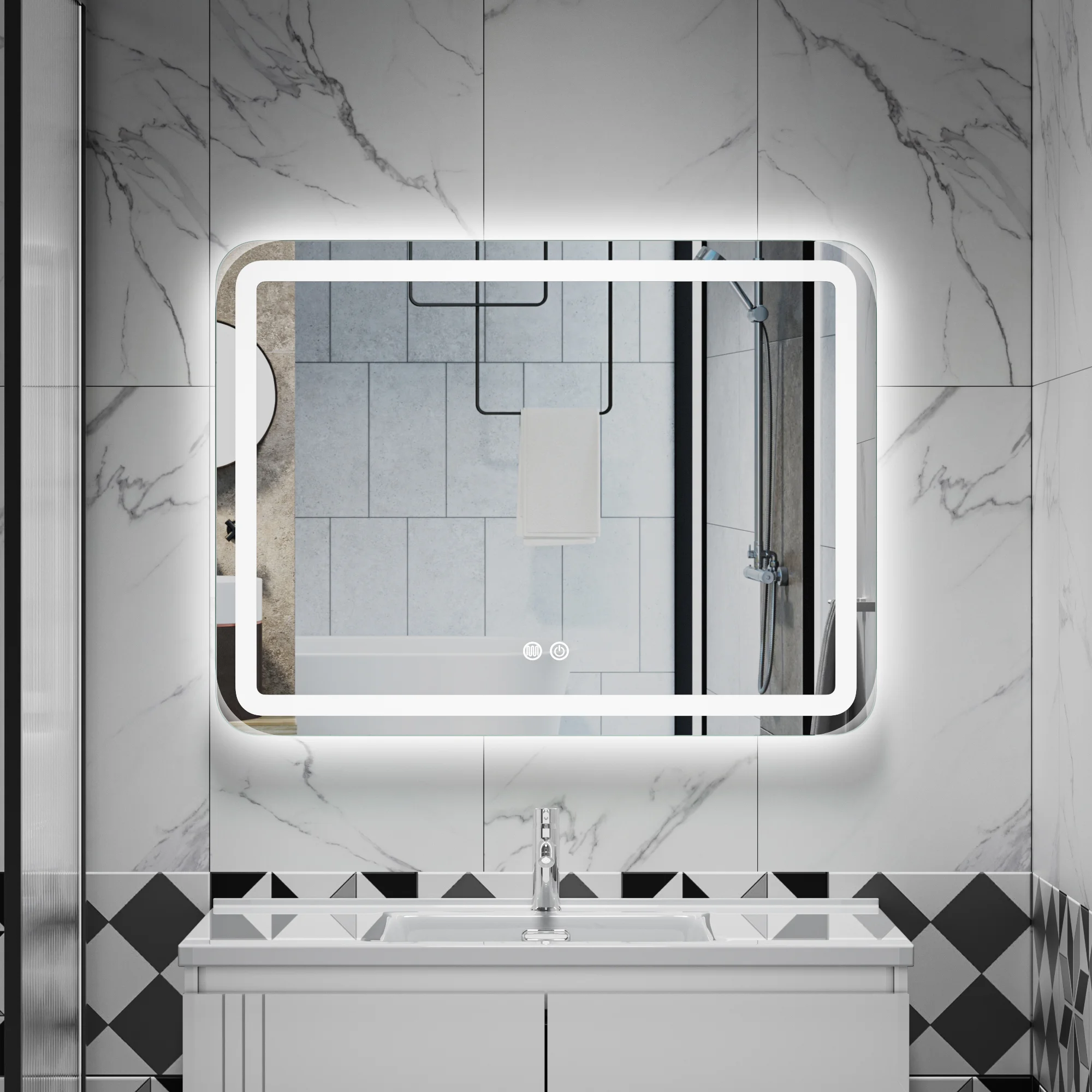 Large Rectangle LED Bathroom Mirror
