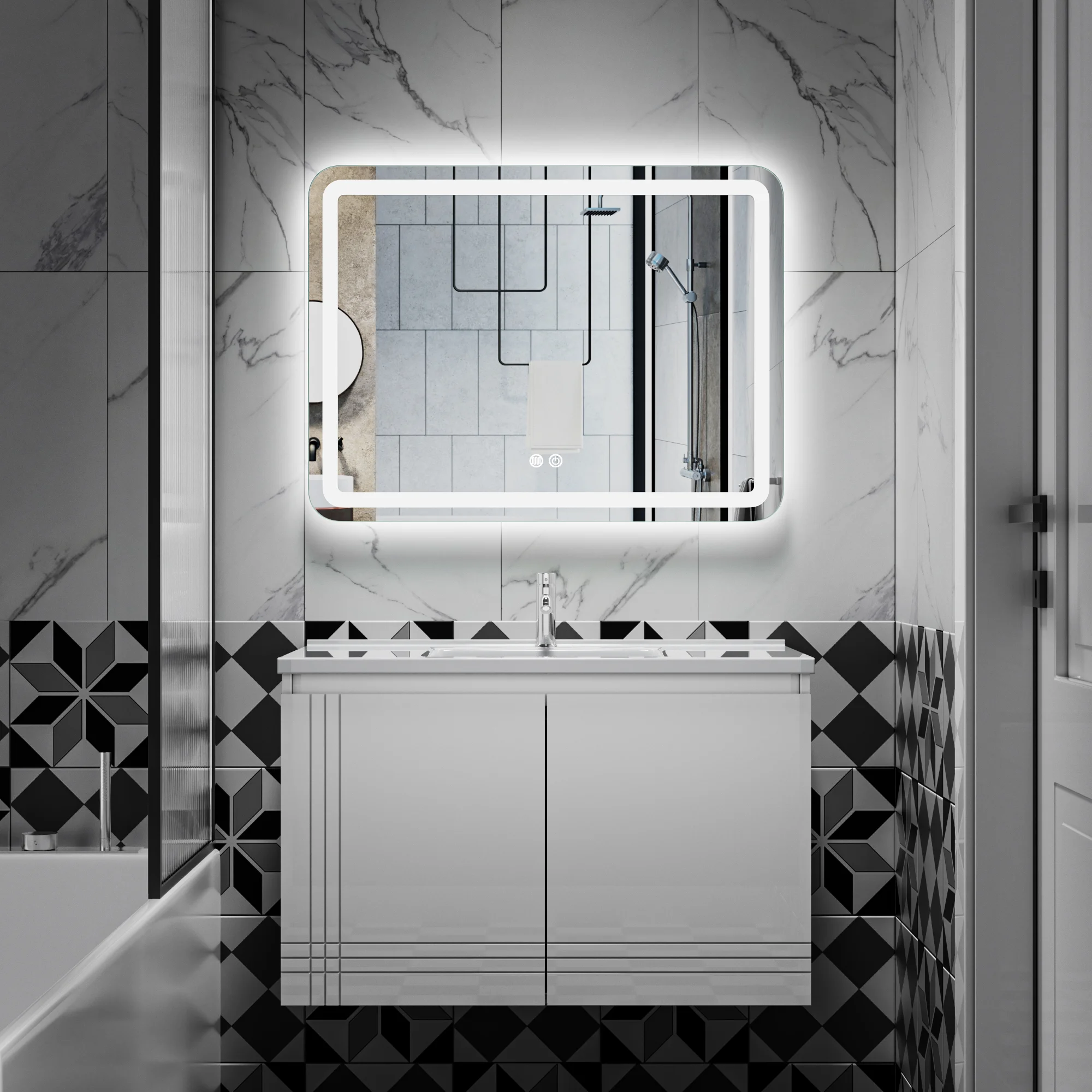 Large Rectangle LED Bathroom Mirror