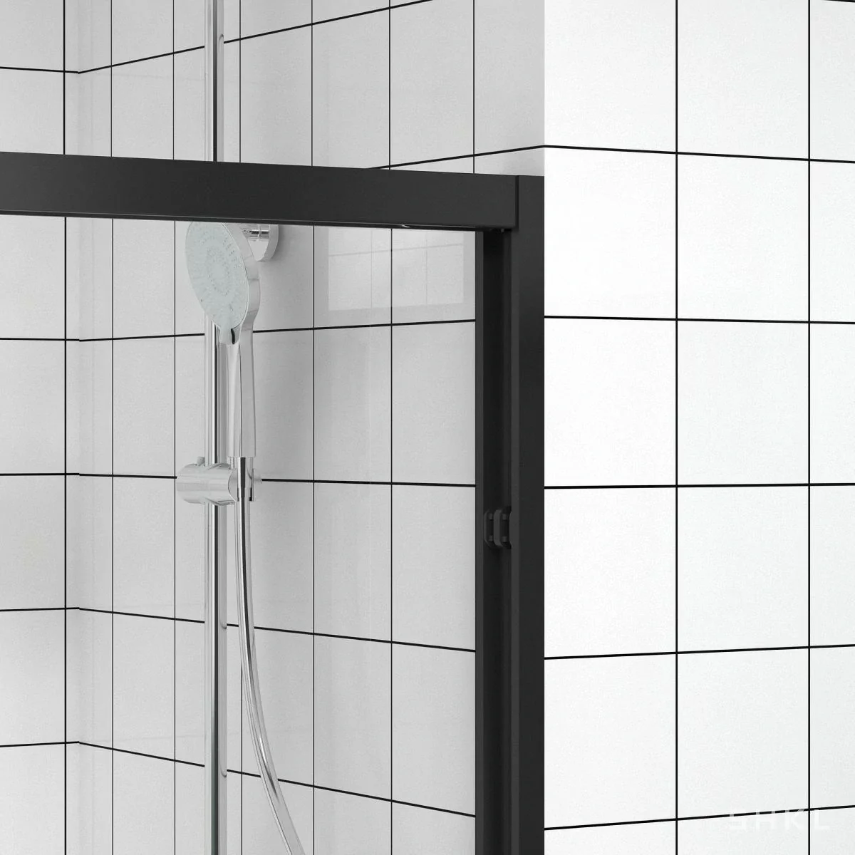 Matte Black Aluminum Framed Double Sliding Shower Door, 6mm Tempered Glass