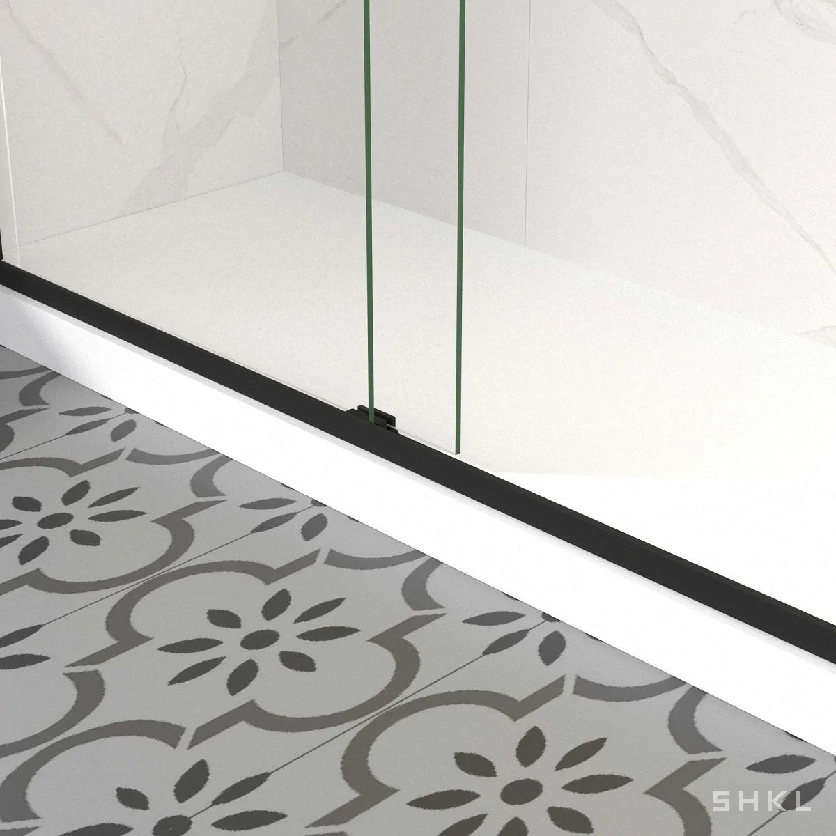 Matte Black Aluminum Framed Double Sliding Shower Door, 8mm Tempered Glass