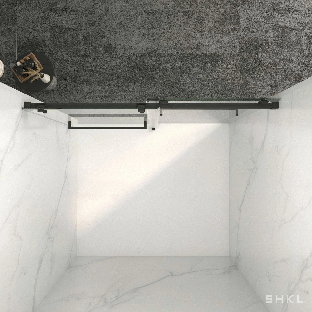 Matte Black Frameless Double Sliding Shower Door, 8mm Tempered Glass