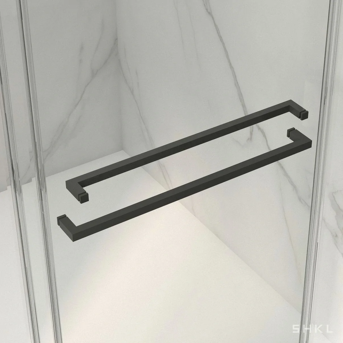 Matte Black Frameless Double Sliding Shower Door, 8mm Tempered Glass