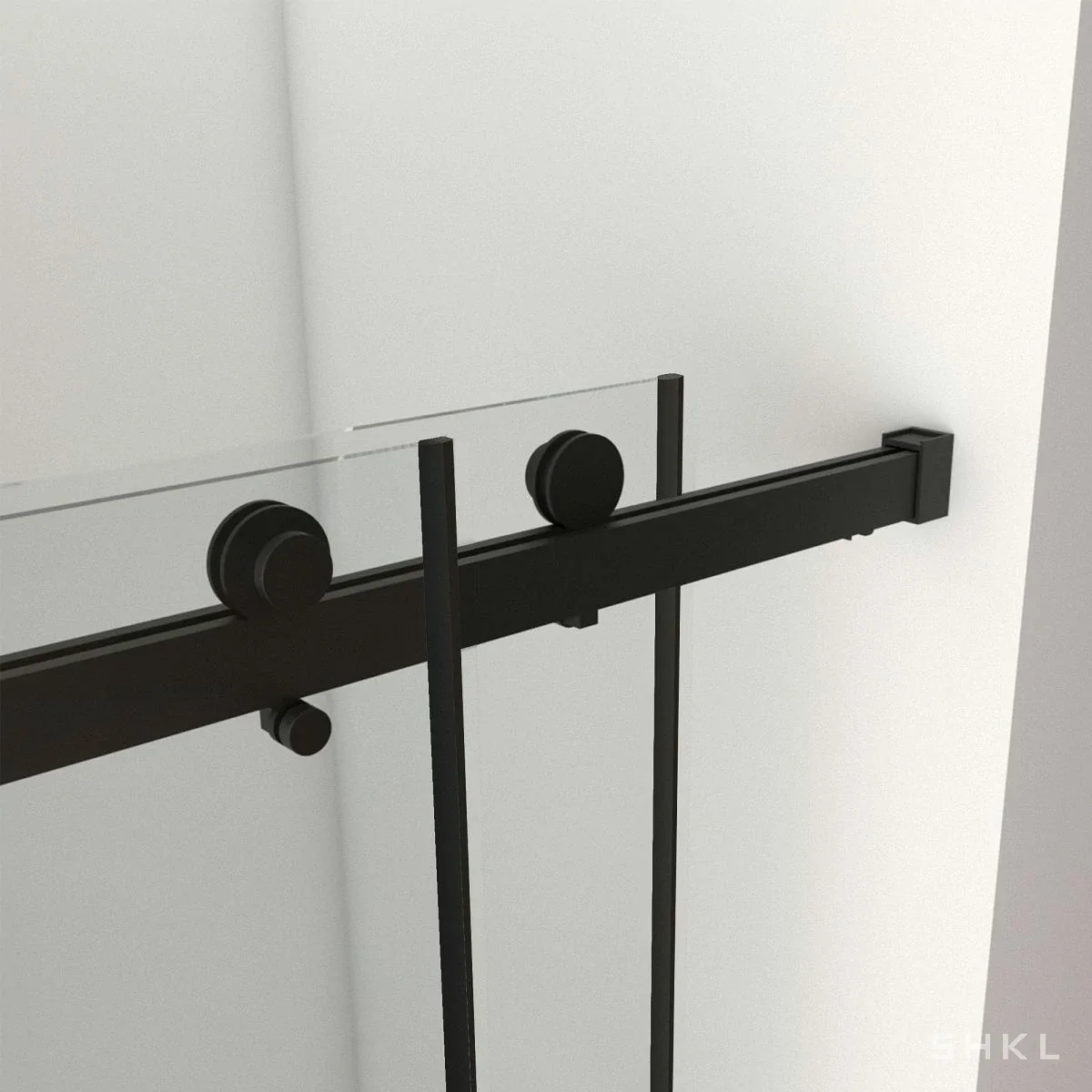 Matte Black Frameless Double Sliding Shower Door, 8mm Tempered Glass