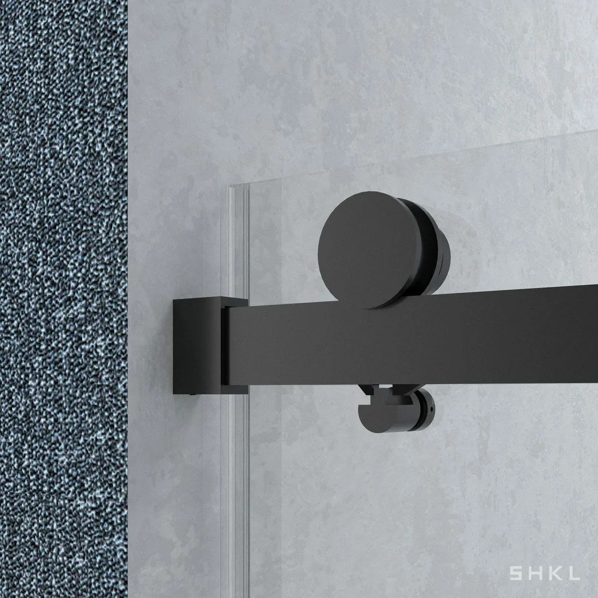 Matte Black Frameless Sliding Shower Door, 8mm SGCC Tempered Glass