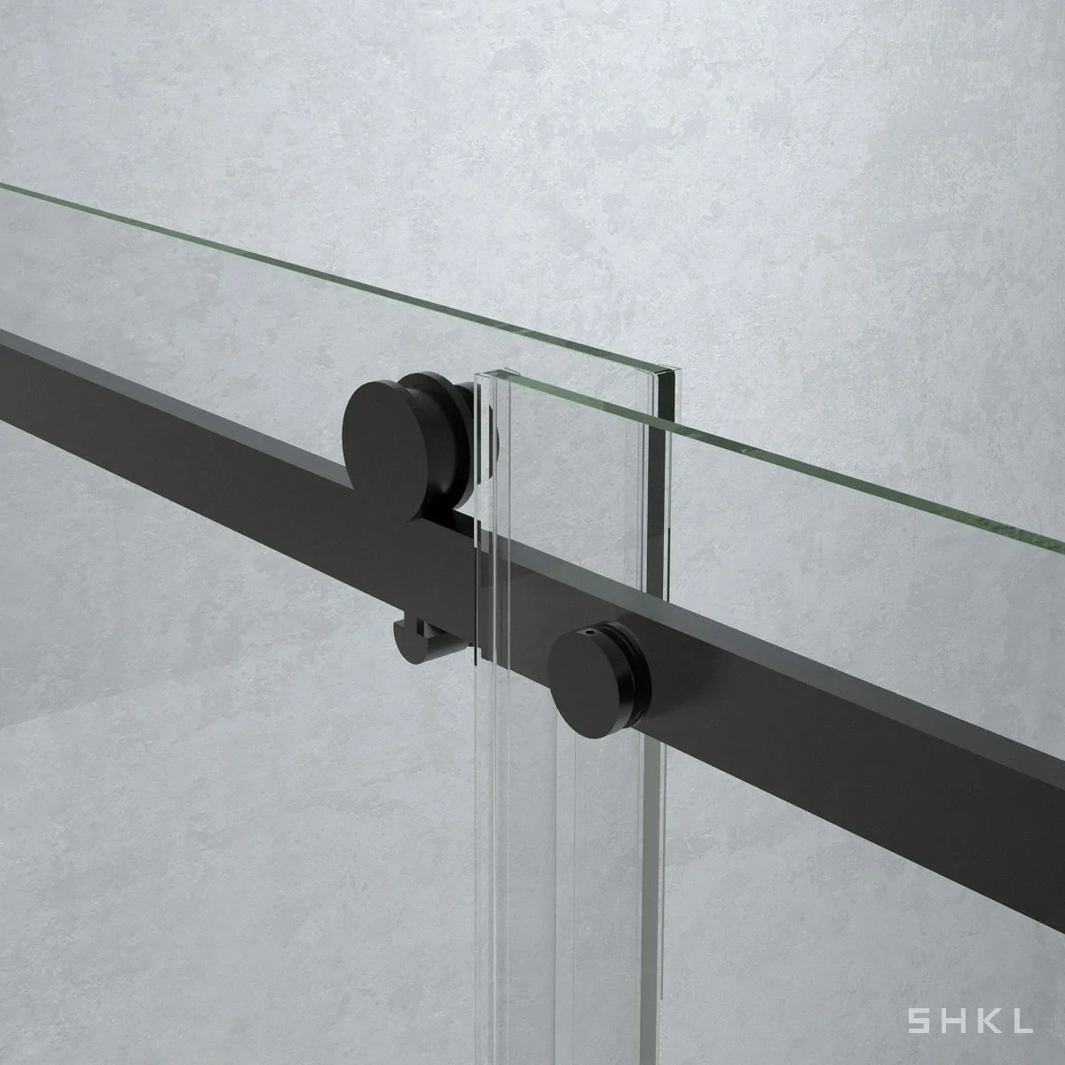 Matte Black Frameless Sliding Shower Door, 8mm SGCC Tempered Glass