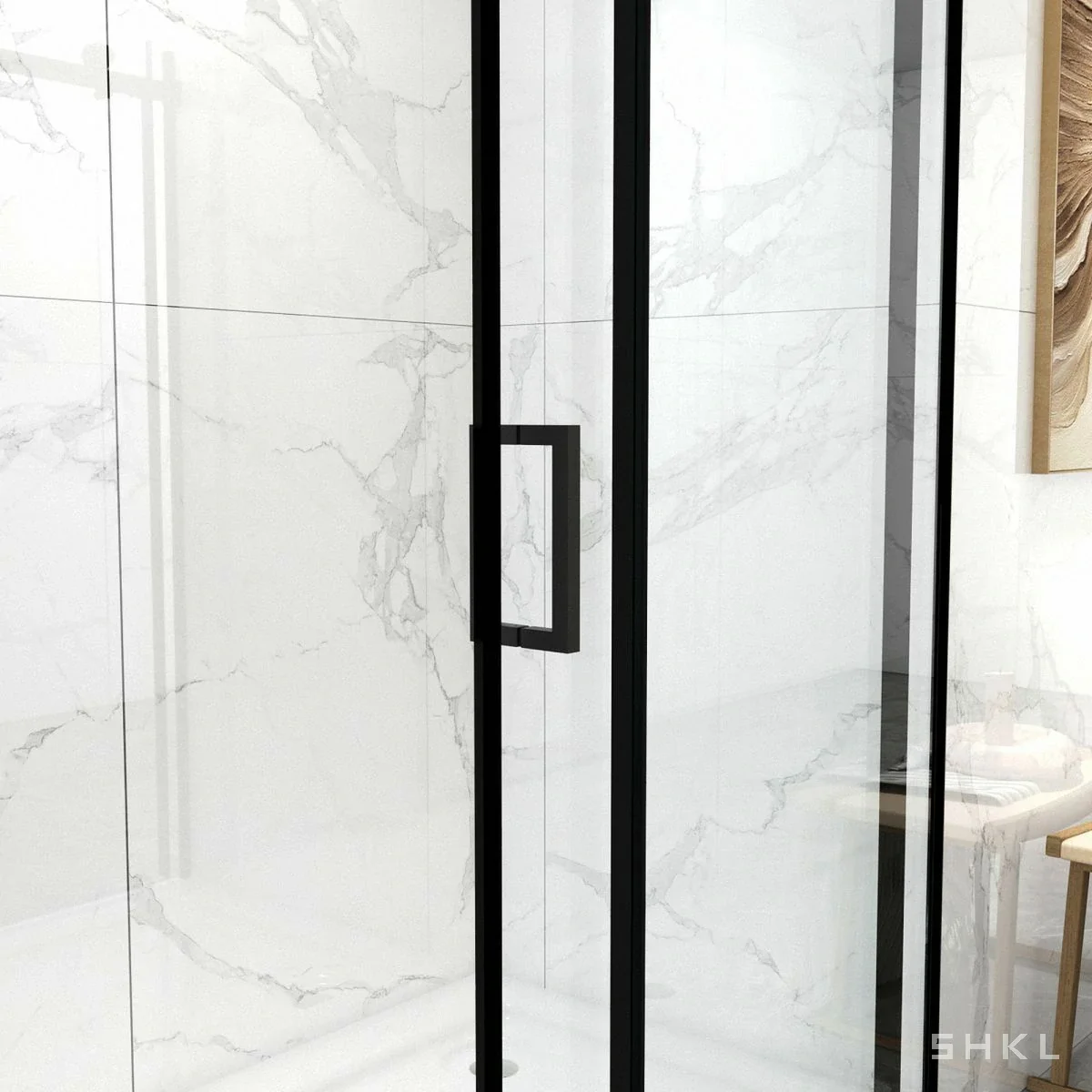 Matte Black Frameless Sliding Shower Door, Premium 8mm Tempered Glass
