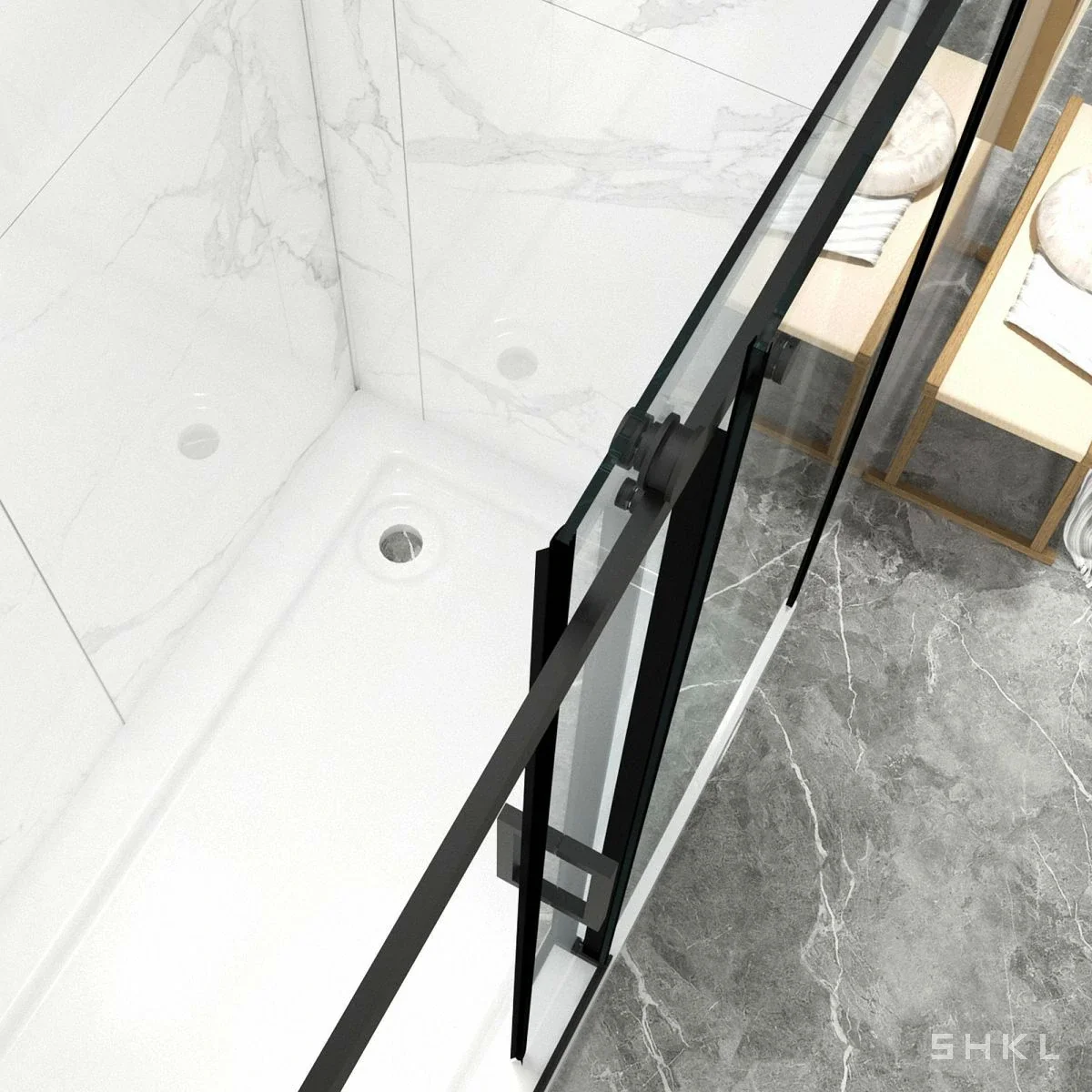 Matte Black Frameless Sliding Shower Door, Premium 8mm Tempered Glass