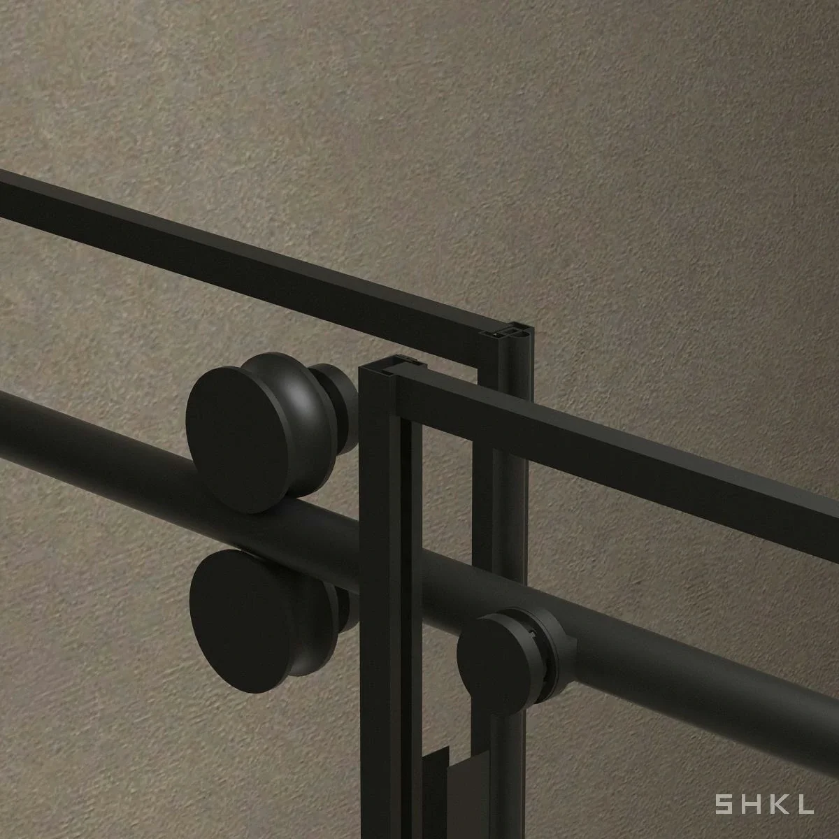 Matte Black Grid Frameless Sliding Shower Door, 8mm Tempered Glass