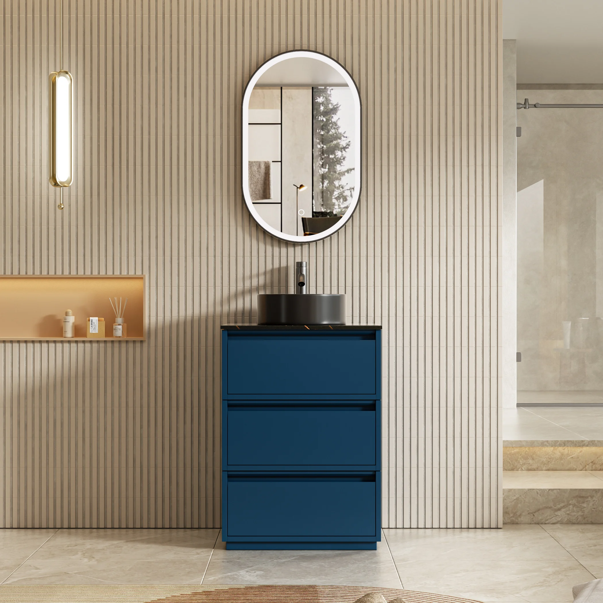 Modern Blue Small Bathroom Vanity Cabinet