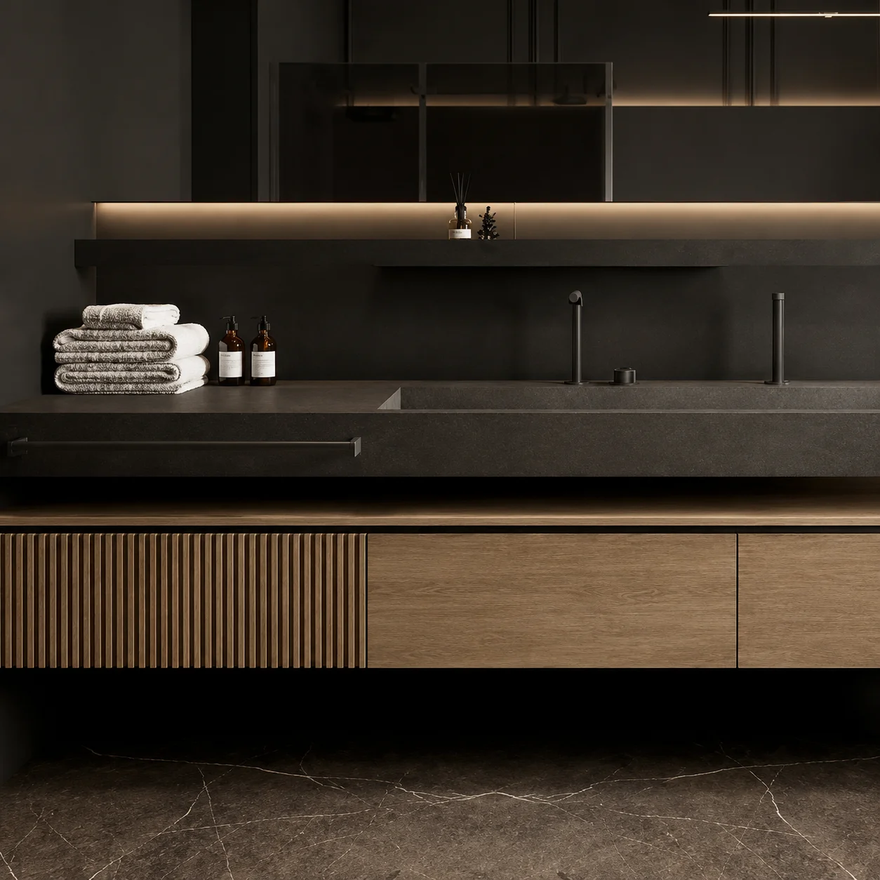 Modern Double Sink Floating Bathroom Vanity