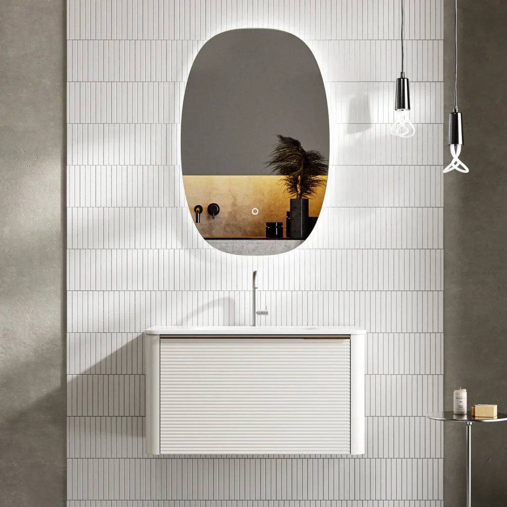 Modern Fluted Wall Mounted Bathroom Vanity