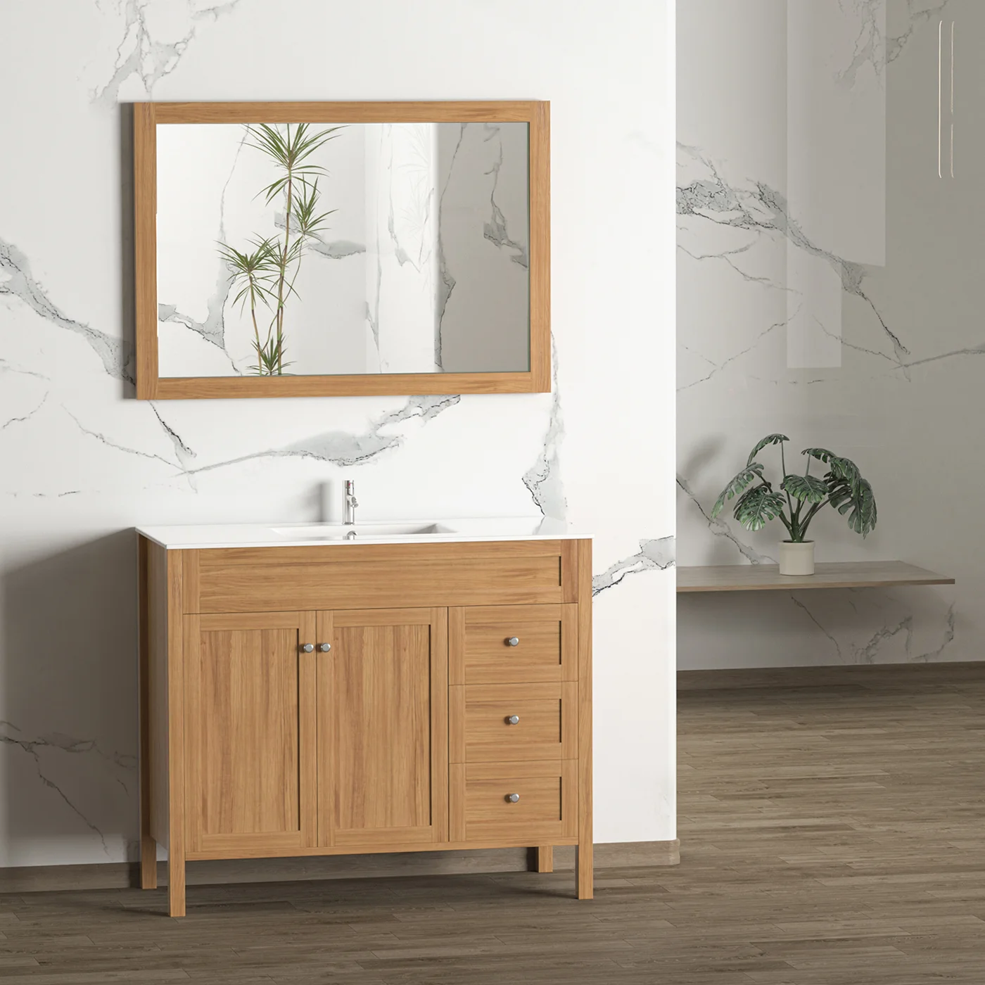 Oak Freestanding Bathroom Vanity Cabinet