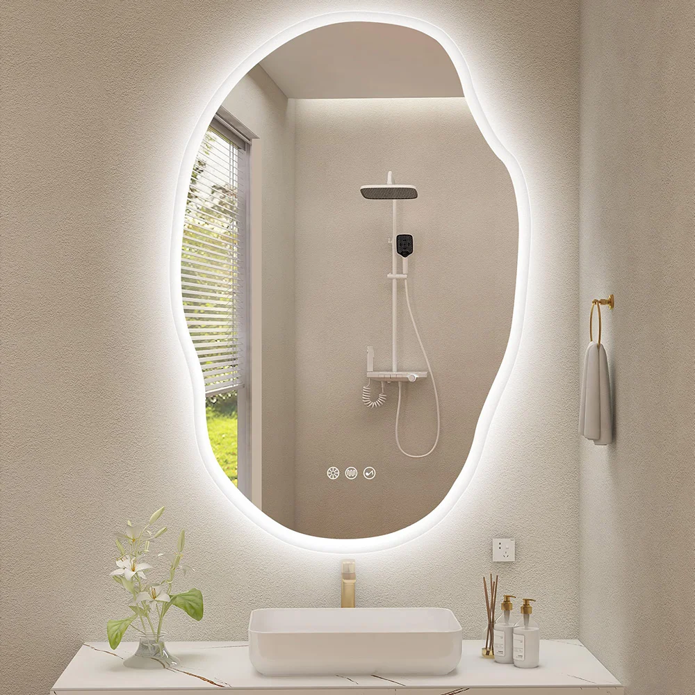 Pebble LED Bathroom Mirror with Soft Backlight