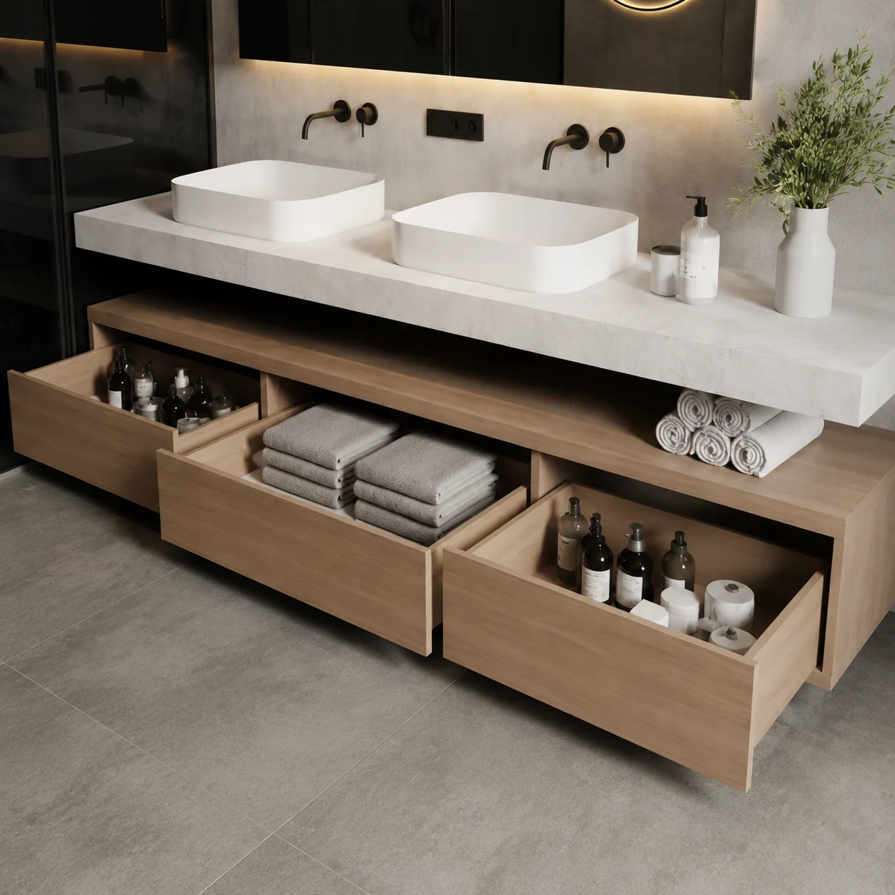 Premium Custom Bathroom Vanity with LED Mirror
