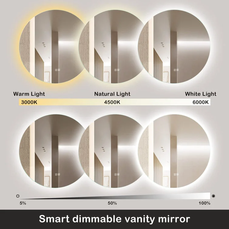 Round Illuminated Bathroom Mirror