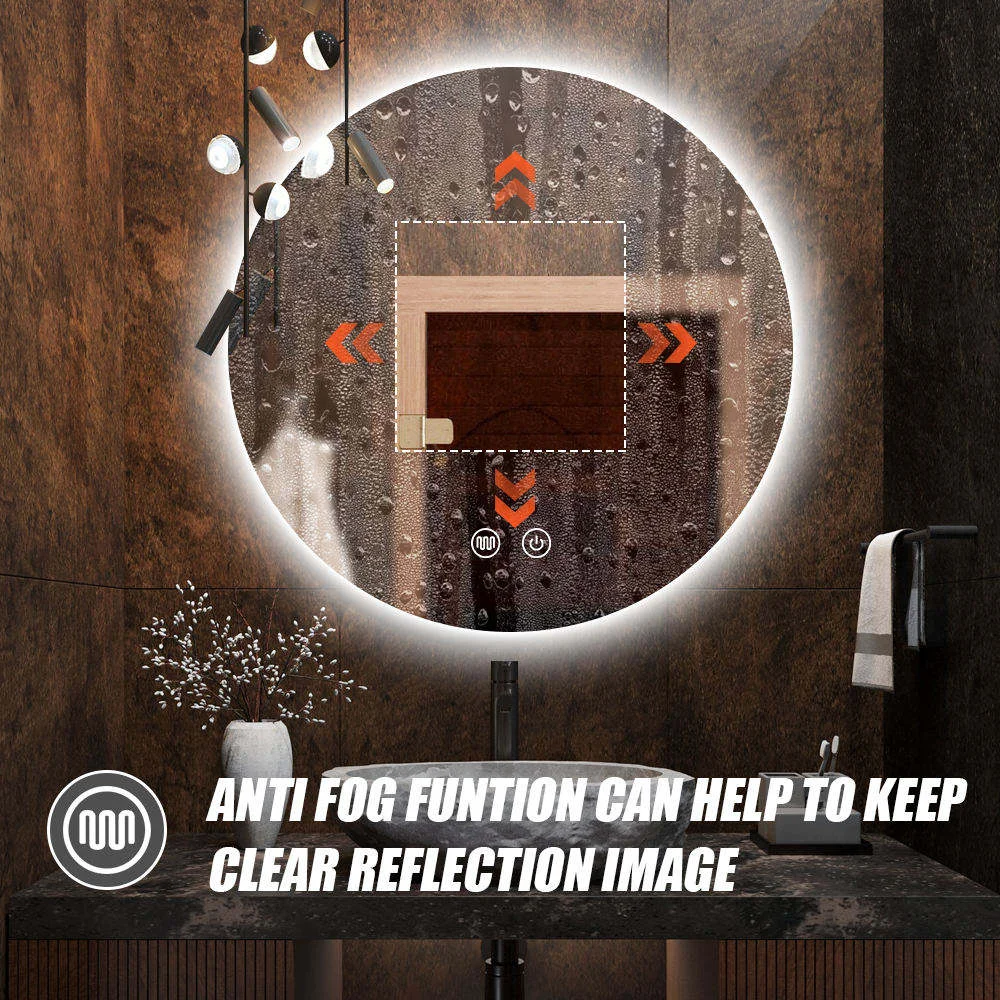 Round Illuminated Bathroom Mirror